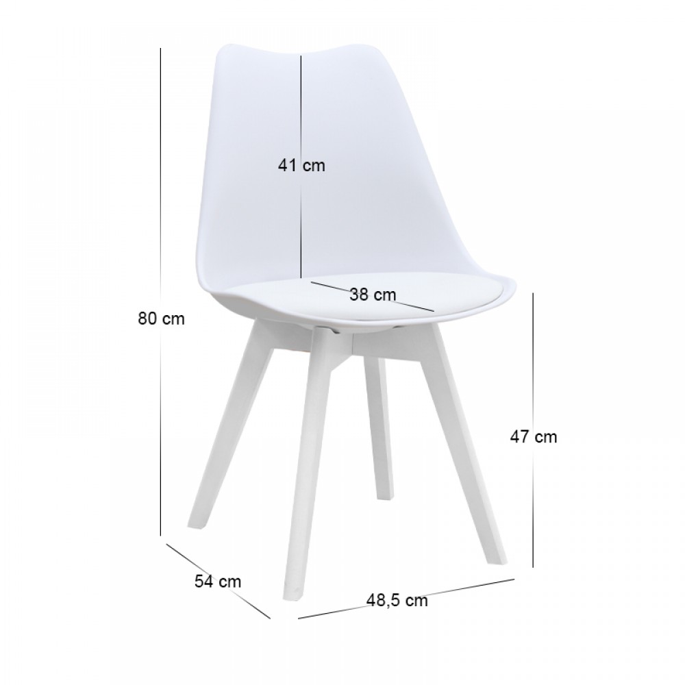 Καρέκλα τραπεζαρίας Viva Megapap PP - PU λευκό - ξύλινο λευκό πόδι 48,5x54x80εκ.