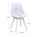 Καρέκλα τραπεζαρίας Viva Megapap PP - PU λευκό - ξύλινο λευκό πόδι 48,5x54x80εκ.