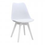 Καρέκλα τραπεζαρίας Viva Megapap PP - PU λευκό - ξύλινο λευκό πόδι 48,5x54x80εκ.