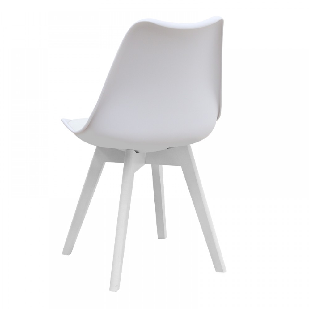 Καρέκλα τραπεζαρίας Viva Megapap PP - PU λευκό - ξύλινο λευκό πόδι 48,5x54x80εκ.