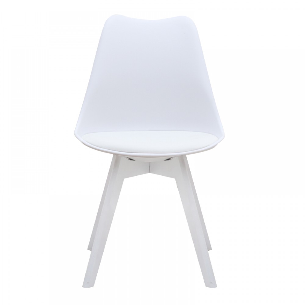 Καρέκλα τραπεζαρίας Viva Megapap PP - PU λευκό - ξύλινο λευκό πόδι 48,5x54x80εκ.