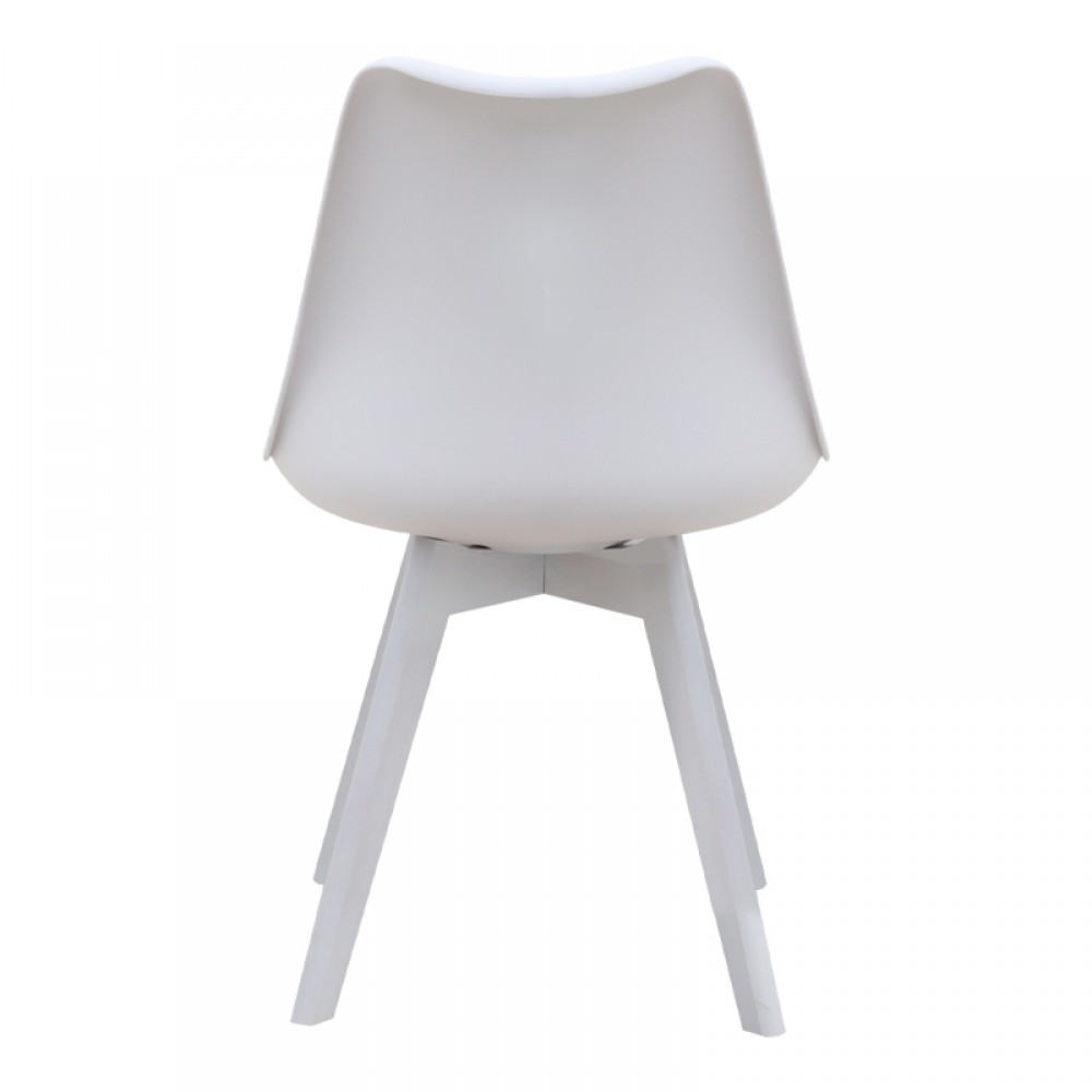 Καρέκλα τραπεζαρίας Viva Megapap PP - PU λευκό - ξύλινο λευκό πόδι 48,5x54x80εκ.