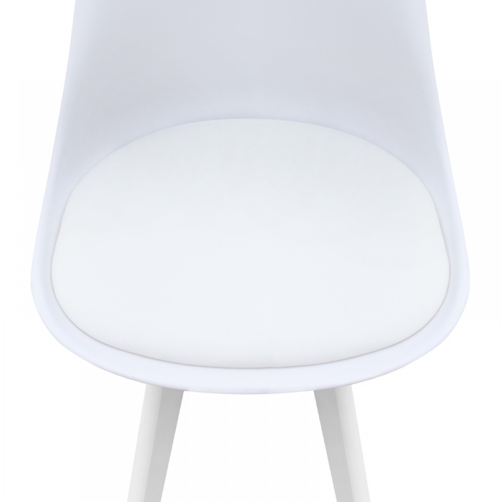 Καρέκλα τραπεζαρίας Viva Megapap PP - PU λευκό - ξύλινο λευκό πόδι 48,5x54x80εκ.