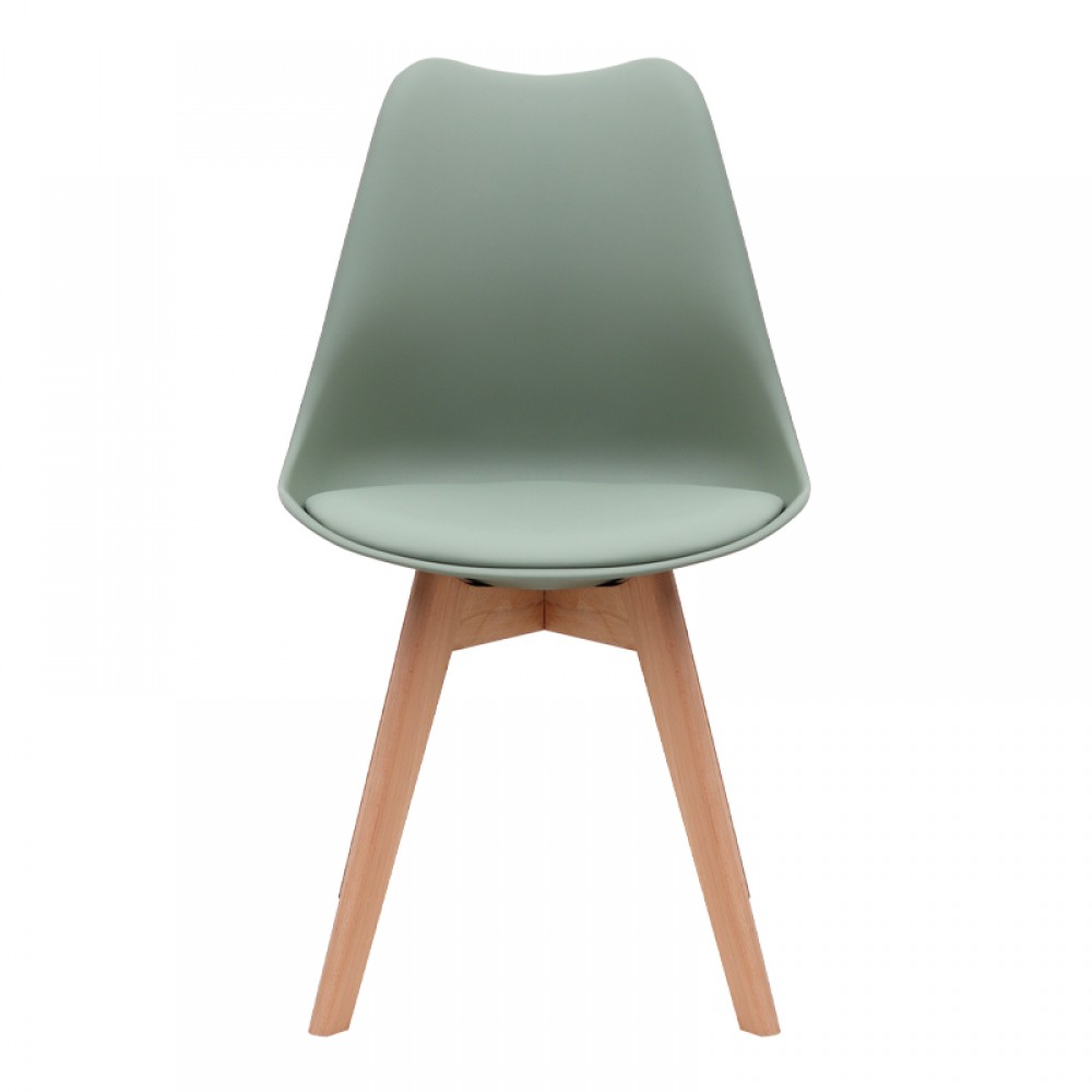 Καρέκλα τραπεζαρίας Viva Megapap PP - PU φυστικί - ξύλινο φυσικό πόδι 48,5x54x80εκ.