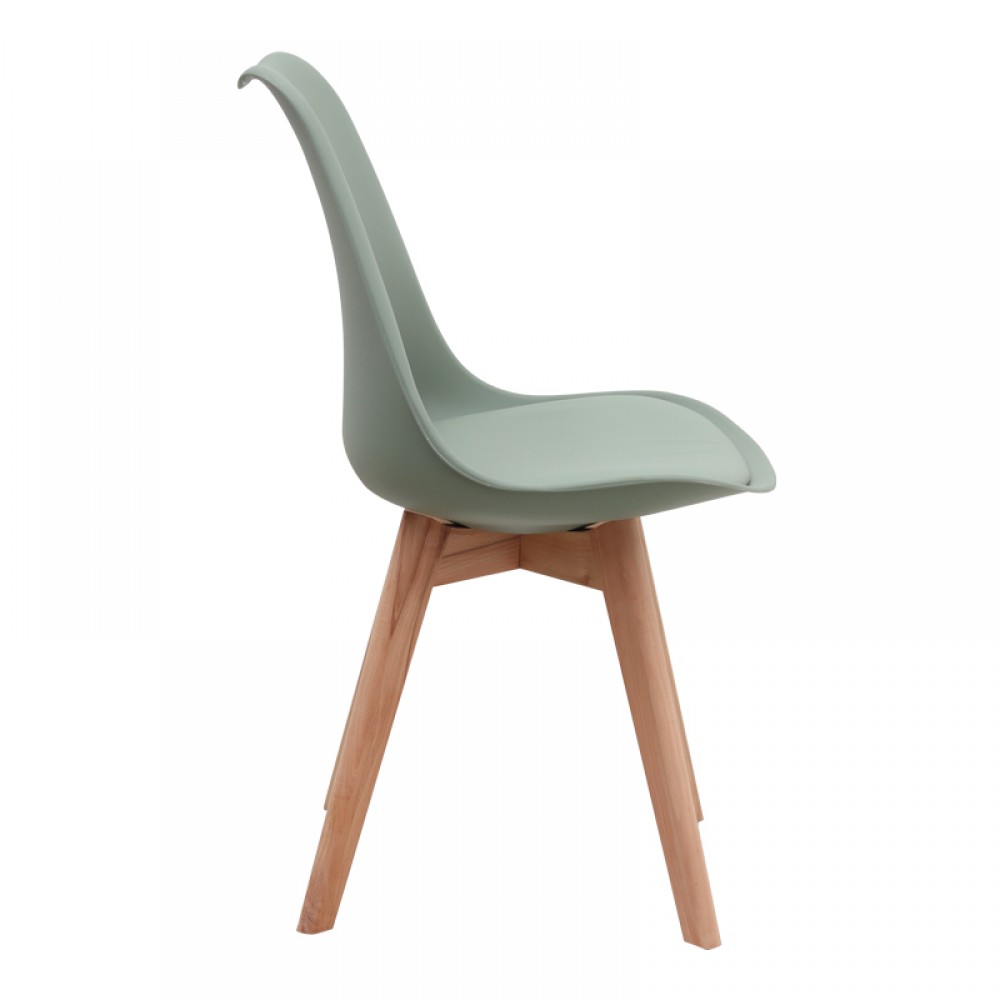 Καρέκλα τραπεζαρίας Viva Megapap PP - PU φυστικί - ξύλινο φυσικό πόδι 48,5x54x80εκ.