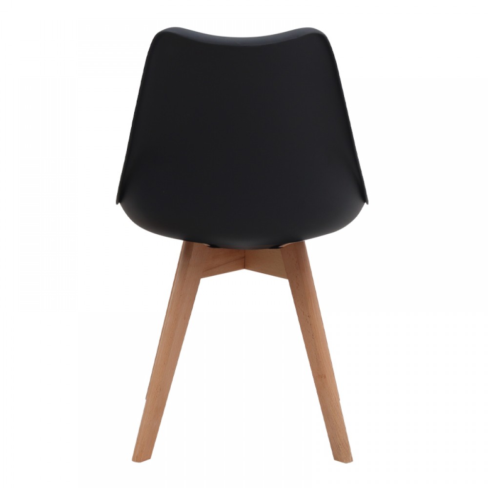 Καρέκλα τραπεζαρίας Viva Megapap PP - PU μαύρο - ξύλινο φυσικό πόδι 48,5x54x80εκ.