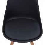 Καρέκλα τραπεζαρίας Viva Megapap PP - PU μαύρο - ξύλινο φυσικό πόδι 48,5x54x80εκ.