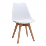 Καρέκλα τραπεζαρίας Viva Megapap PP - PU λευκό - ξύλινο φυσικό πόδι 48,5x54x80εκ.