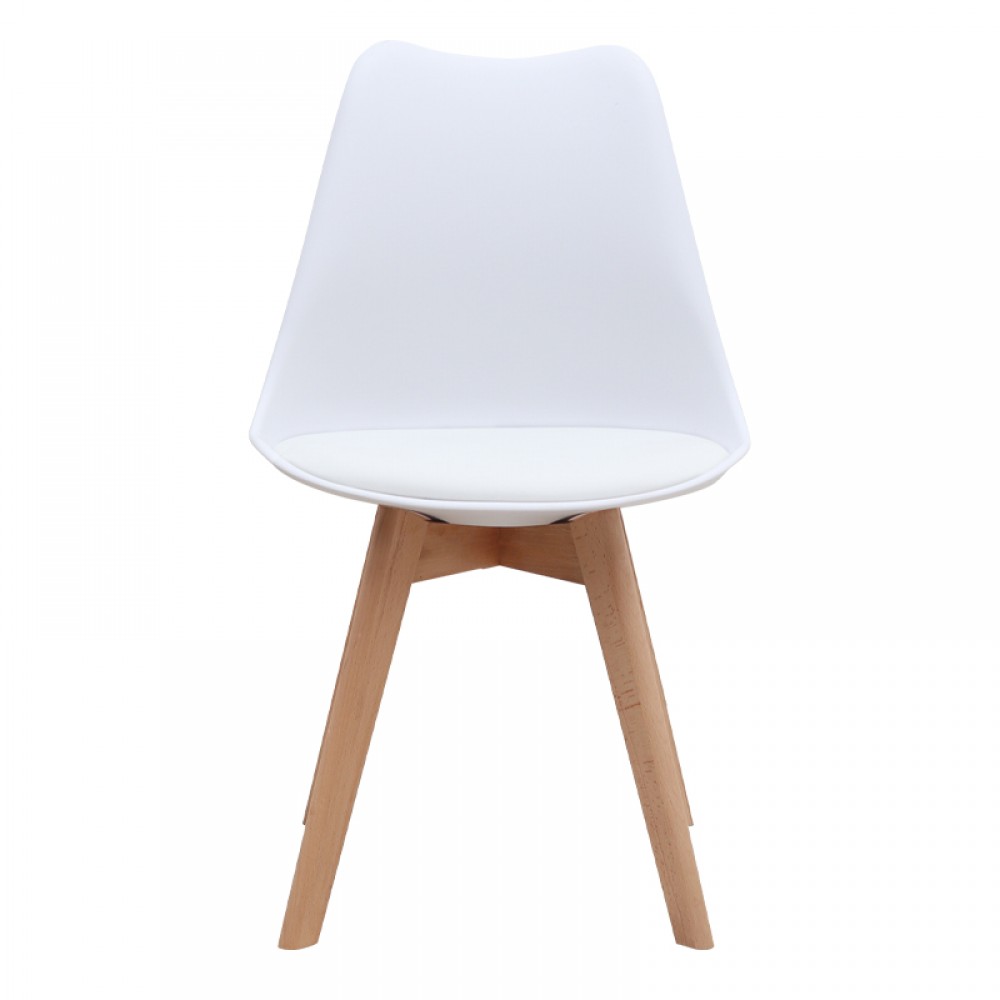 Καρέκλα τραπεζαρίας Viva Megapap PP - PU λευκό - ξύλινο φυσικό πόδι 48,5x54x80εκ.