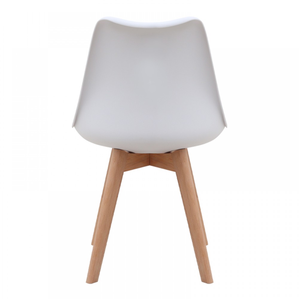 Καρέκλα τραπεζαρίας Viva Megapap PP - PU λευκό - ξύλινο φυσικό πόδι 48,5x54x80εκ.