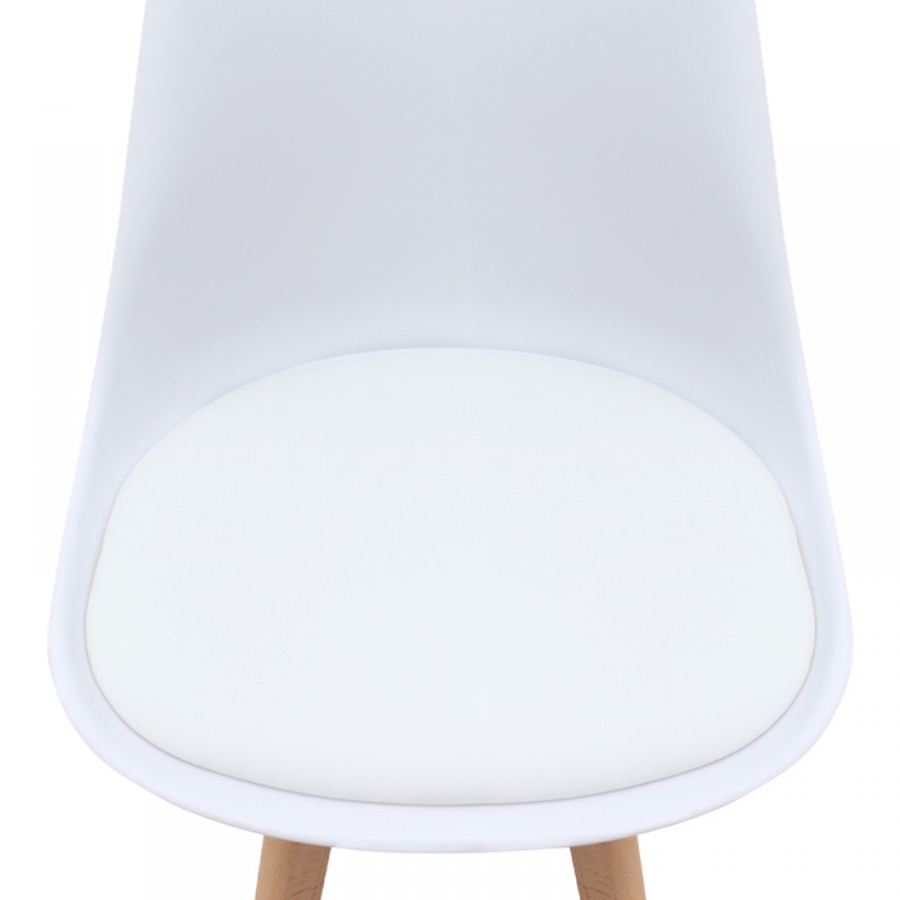 Καρέκλα τραπεζαρίας Viva Megapap PP - PU λευκό - ξύλινο φυσικό πόδι 48,5x54x80εκ.