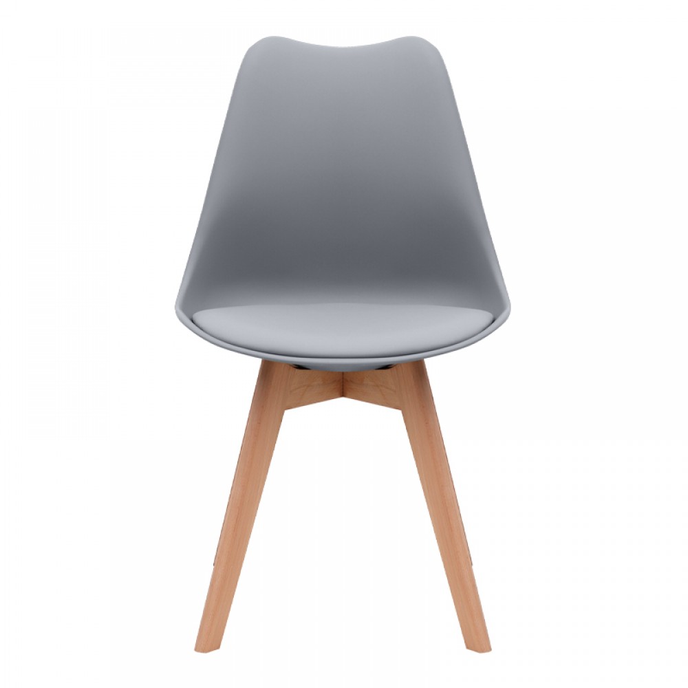 Καρέκλα τραπεζαρίας Viva Megapap PP - PU γκρι - ξύλινο φυσικό πόδι 48,5x54x80εκ.