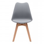Καρέκλα τραπεζαρίας Viva Megapap PP - PU γκρι - ξύλινο φυσικό πόδι 48,5x54x80εκ.