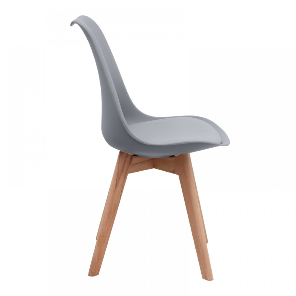 Καρέκλα τραπεζαρίας Viva Megapap PP - PU γκρι - ξύλινο φυσικό πόδι 48,5x54x80εκ.