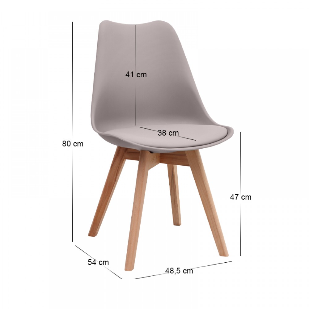 Καρέκλα τραπεζαρίας Viva Megapap PP - PU cappuccino - ξύλινο φυσικό πόδι 48,5x54x80εκ.