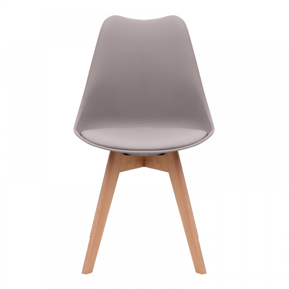 Καρέκλα τραπεζαρίας Viva Megapap PP - PU cappuccino - ξύλινο φυσικό πόδι 48,5x54x80εκ.