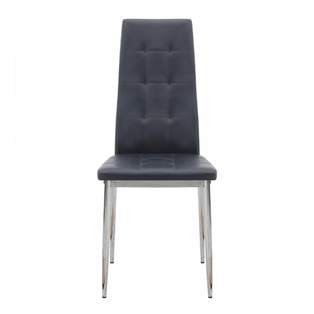 Καρέκλα τραπεζαρίας Rosa Megapap μαύρο PU - μεταλλικό πόδι χρωμίου 41x48x98εκ.