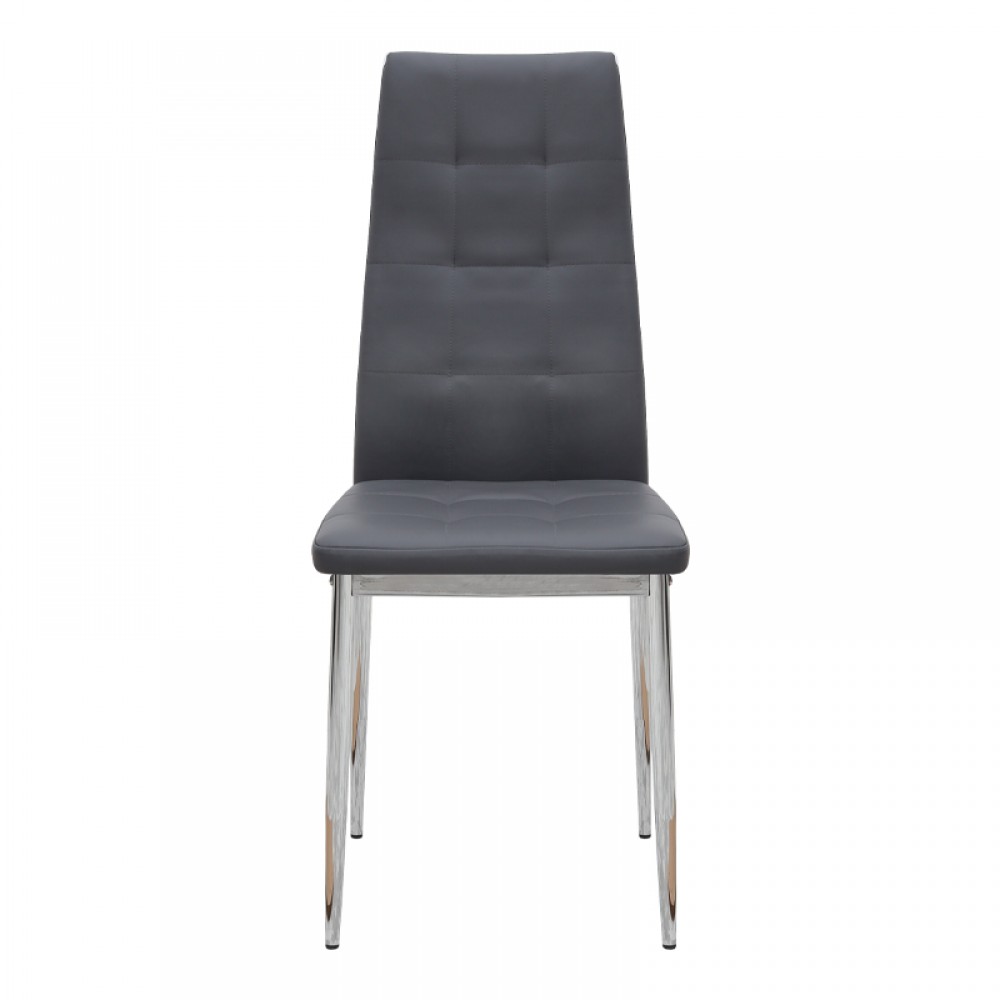 Καρέκλα τραπεζαρίας Rosa Megapap γκρι PU - μεταλλικό πόδι χρωμίου 41x48x98εκ.