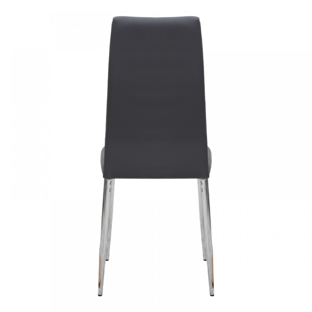 Καρέκλα τραπεζαρίας Rosa Megapap γκρι PU - μεταλλικό πόδι χρωμίου 41x48x98εκ.