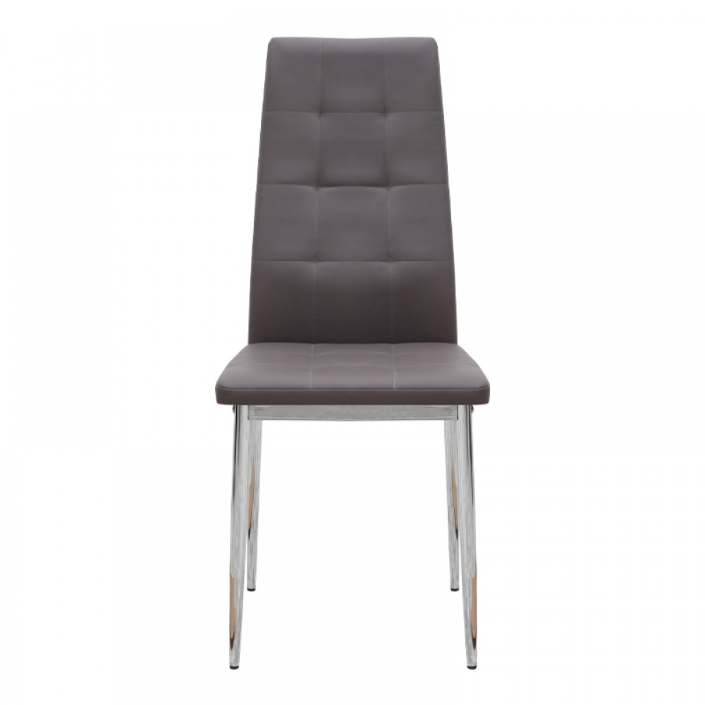 Καρέκλα τραπεζαρίας Rosa Megapap καφέ PU - μεταλλικό πόδι χρωμίου 41x48x98εκ.