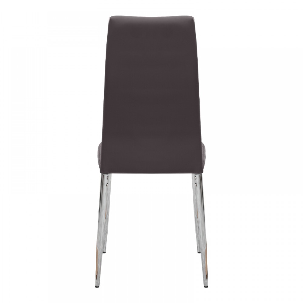 Καρέκλα τραπεζαρίας Rosa Megapap καφέ PU - μεταλλικό πόδι χρωμίου 41x48x98εκ.