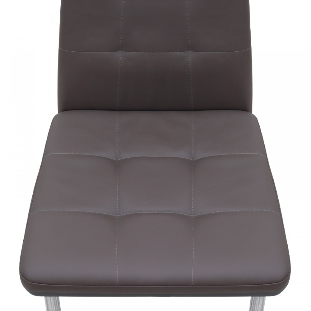 Καρέκλα τραπεζαρίας Rosa Megapap καφέ PU - μεταλλικό πόδι χρωμίου 41x48x98εκ.