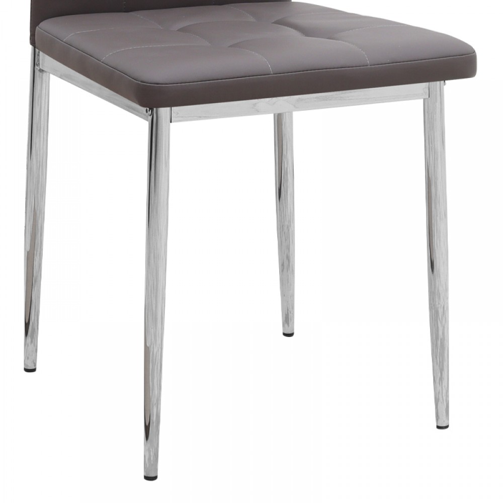 Καρέκλα τραπεζαρίας Rosa Megapap καφέ PU - μεταλλικό πόδι χρωμίου 41x48x98εκ.