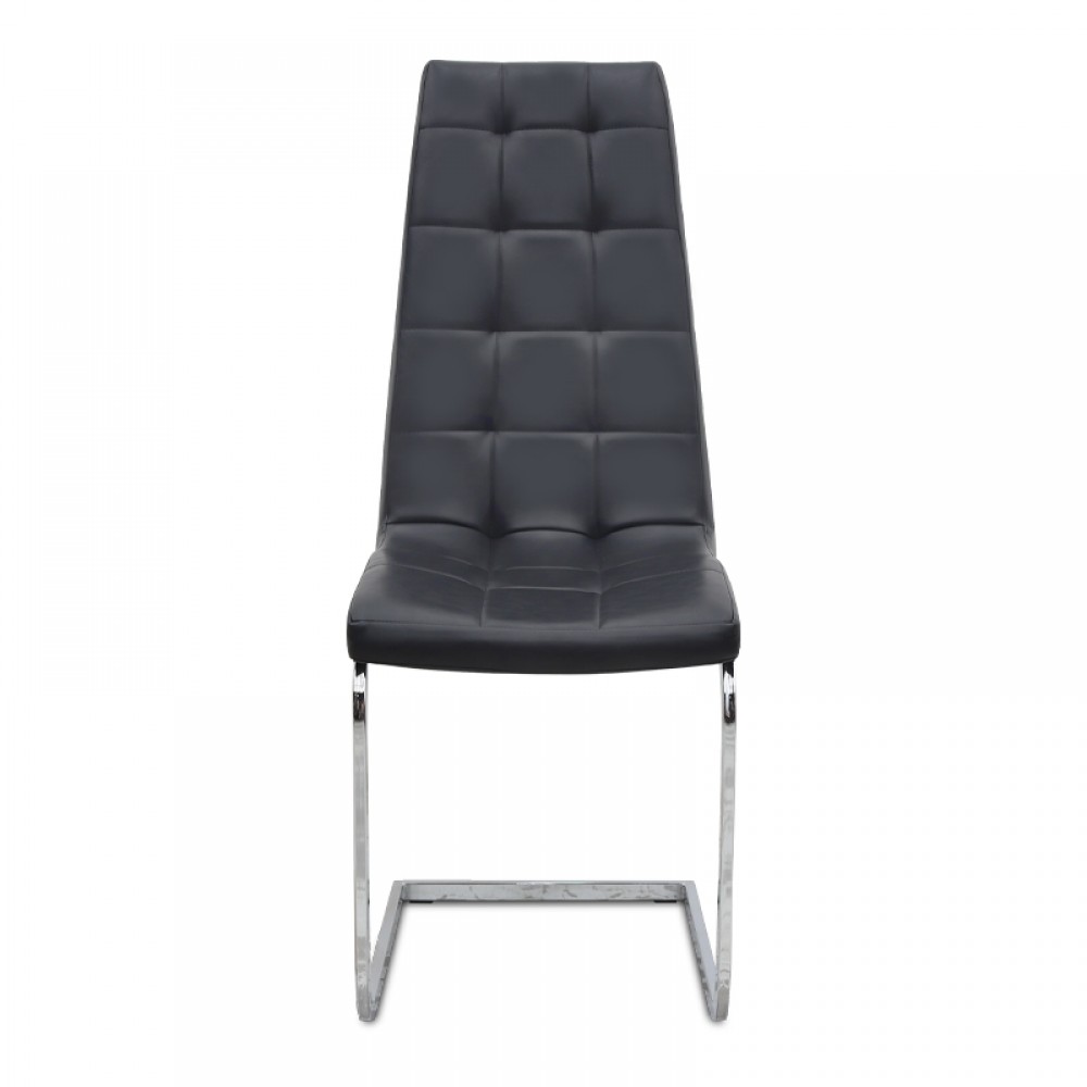 Καρέκλα τραπεζαρίας Vela Megapap μαύρο PU - μεταλλική βάση χρωμίου 41x61x107εκ.