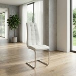 Καρέκλα τραπεζαρίας Vela Megapap λευκό PU - μεταλλική βάση χρωμίου 41x61x107εκ.