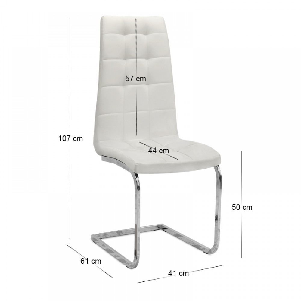 Καρέκλα τραπεζαρίας Vela Megapap λευκό PU - μεταλλική βάση χρωμίου 41x61x107εκ.