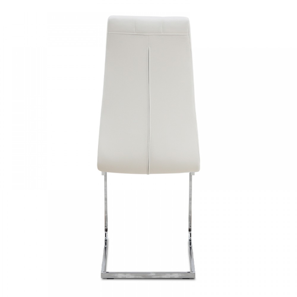 Καρέκλα τραπεζαρίας Vela Megapap λευκό PU - μεταλλική βάση χρωμίου 41x61x107εκ.