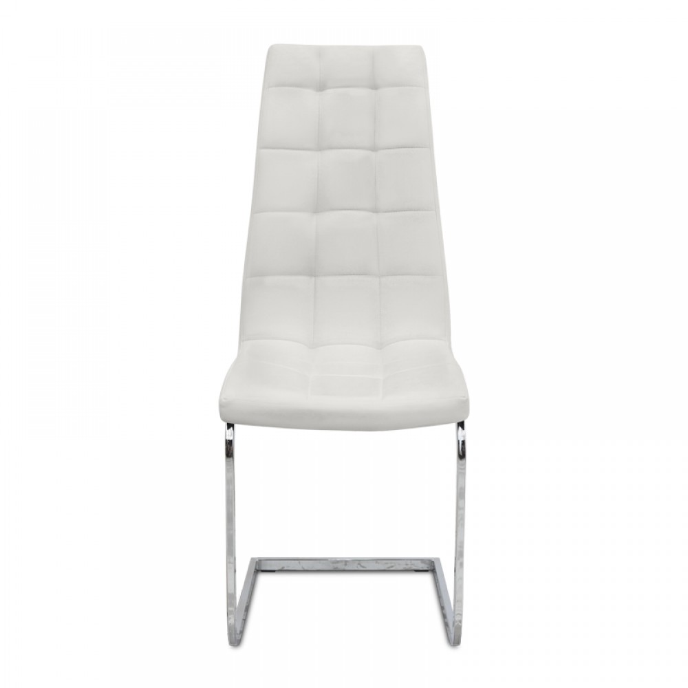Καρέκλα τραπεζαρίας Vela Megapap λευκό PU - μεταλλική βάση χρωμίου 41x61x107εκ.