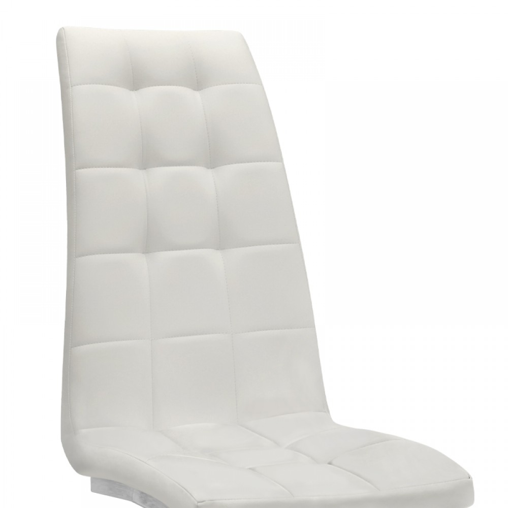 Καρέκλα τραπεζαρίας Vela Megapap λευκό PU - μεταλλική βάση χρωμίου 41x61x107εκ.