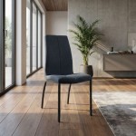 Καρέκλα τραπεζαρίας Fina Megapap ανθρακί ύφασμα - μεταλλικό μαύρο πόδι 43x58x95εκ.