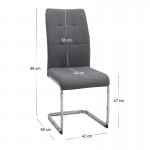Καρέκλα τραπεζαρίας Laura Megapap γκρι ύφασμα - μεταλλική βάση χρωμίου 42x58x98εκ.