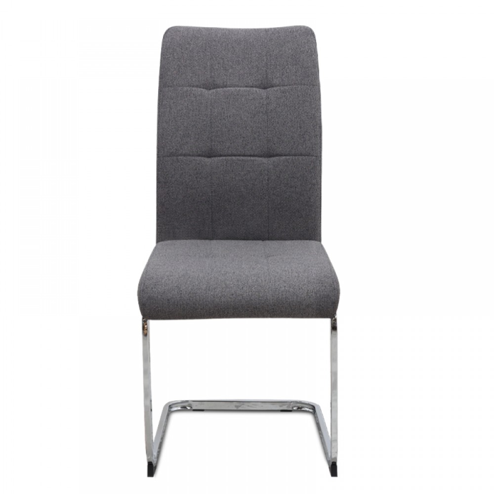 Καρέκλα τραπεζαρίας Laura Megapap γκρι ύφασμα - μεταλλική βάση χρωμίου 42x58x98εκ.