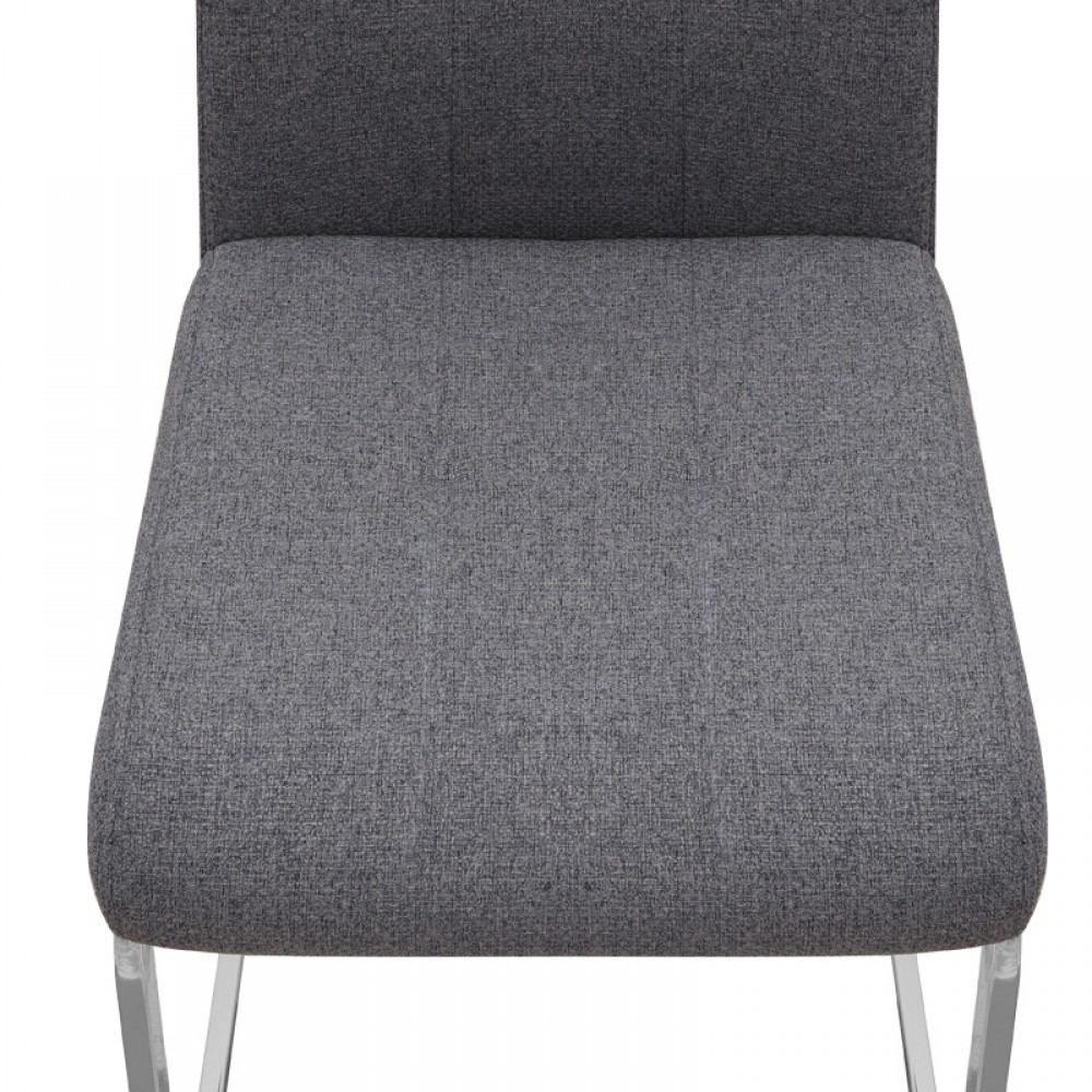 Καρέκλα τραπεζαρίας Laura Megapap γκρι ύφασμα - μεταλλική βάση χρωμίου 42x58x98εκ.