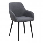 Πολυθρόνα τραπεζαρίας Monica Megapap γκρι ύφασμα - μεταλλικό μαύρο πόδι 54x57x84εκ.