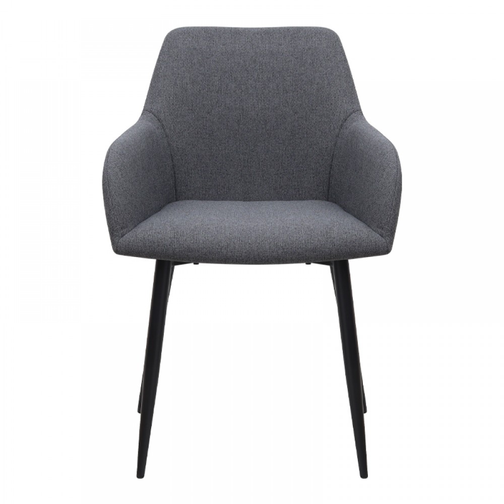 Πολυθρόνα τραπεζαρίας Monica Megapap γκρι ύφασμα - μεταλλικό μαύρο πόδι 54x57x84εκ.