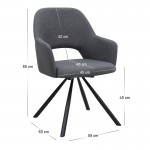 Πολυθρόνα τραπεζαρίας Gabriel Megapap γκρι ύφασμα - μεταλλικό μαύρο πόδι 58x60x85εκ.