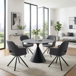 Πολυθρόνα τραπεζαρίας Gabriel Megapap γκρι ύφασμα - μεταλλικό μαύρο πόδι 58x60x85εκ.