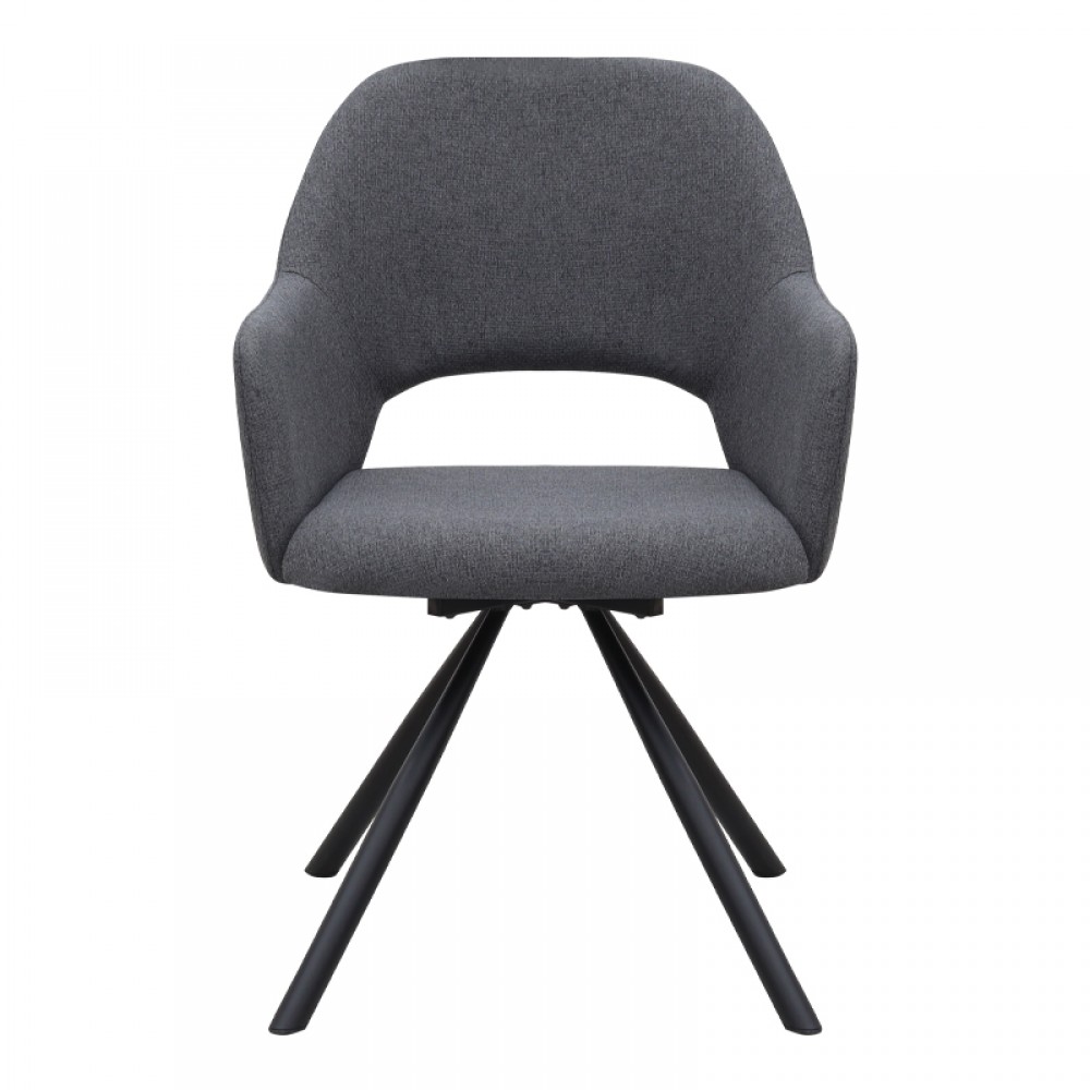 Πολυθρόνα τραπεζαρίας Gabriel Megapap γκρι ύφασμα - μεταλλικό μαύρο πόδι 58x60x85εκ.