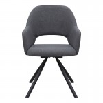 Πολυθρόνα τραπεζαρίας Gabriel Megapap γκρι ύφασμα - μεταλλικό μαύρο πόδι 58x60x85εκ.