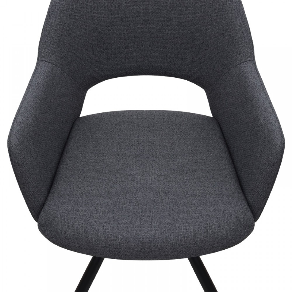 Πολυθρόνα τραπεζαρίας Gabriel Megapap γκρι ύφασμα - μεταλλικό μαύρο πόδι 58x60x85εκ.