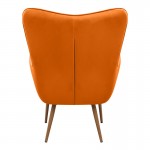 Πολυθρόνα - Μπερζέρα με υποπόδιο Lily Megapap κροκί βελούδο - μεταλλικό πόδι χρώμα φυσικό 70x62x98εκ.