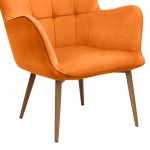 Πολυθρόνα - Μπερζέρα με υποπόδιο Lily Megapap κροκί βελούδο - μεταλλικό πόδι χρώμα φυσικό 70x62x98εκ.