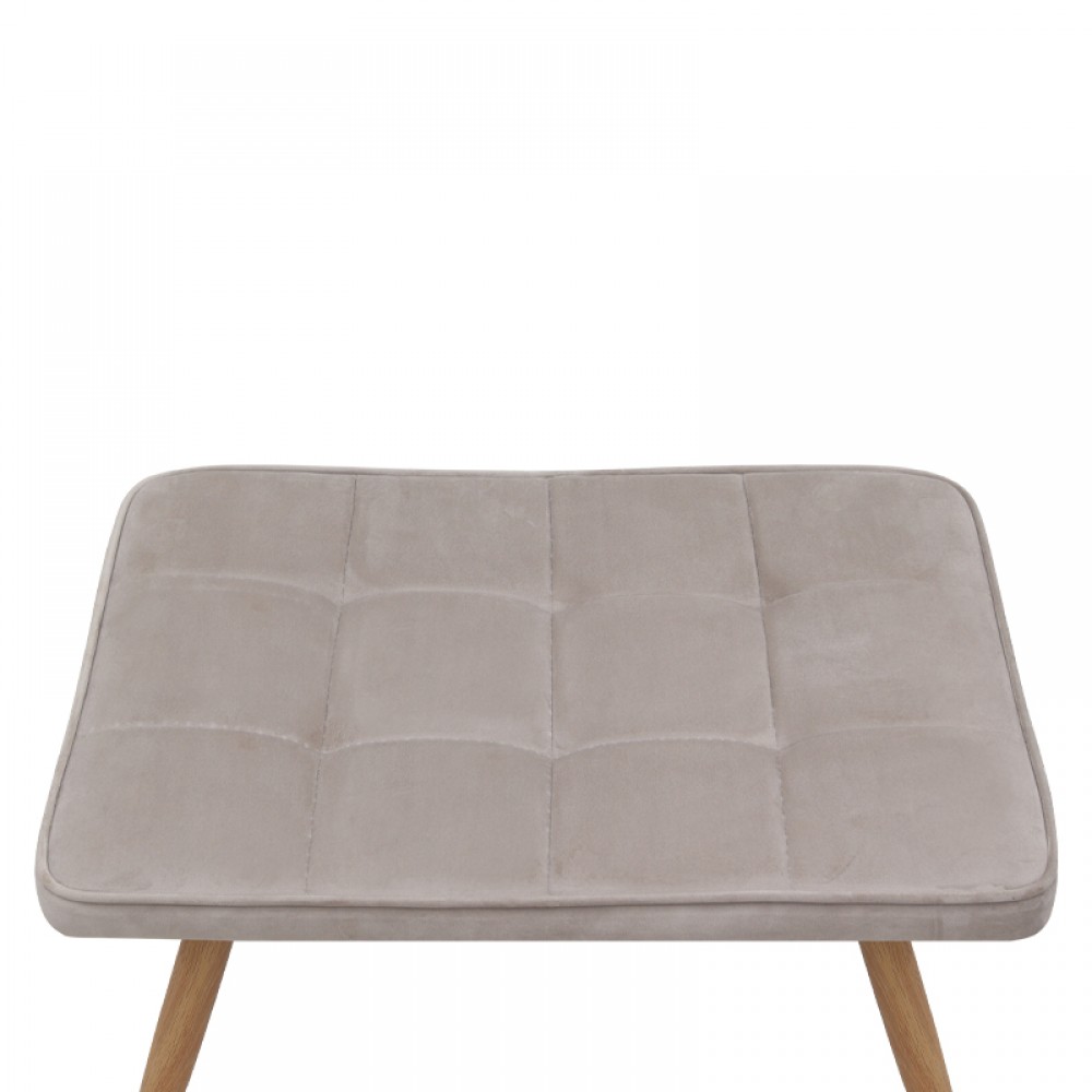 Πολυθρόνα - Μπερζέρα με υποπόδιο Lily Megapap μπεζ βελούδο - μεταλλικό πόδι χρώμα φυσικό 70x62x98εκ.