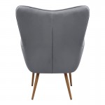 Πολυθρόνα - Μπερζέρα με υποπόδιο Lily Megapap γκρι βελούδο - μεταλλικό πόδι χρώμα φυσικό 70x62x98εκ.