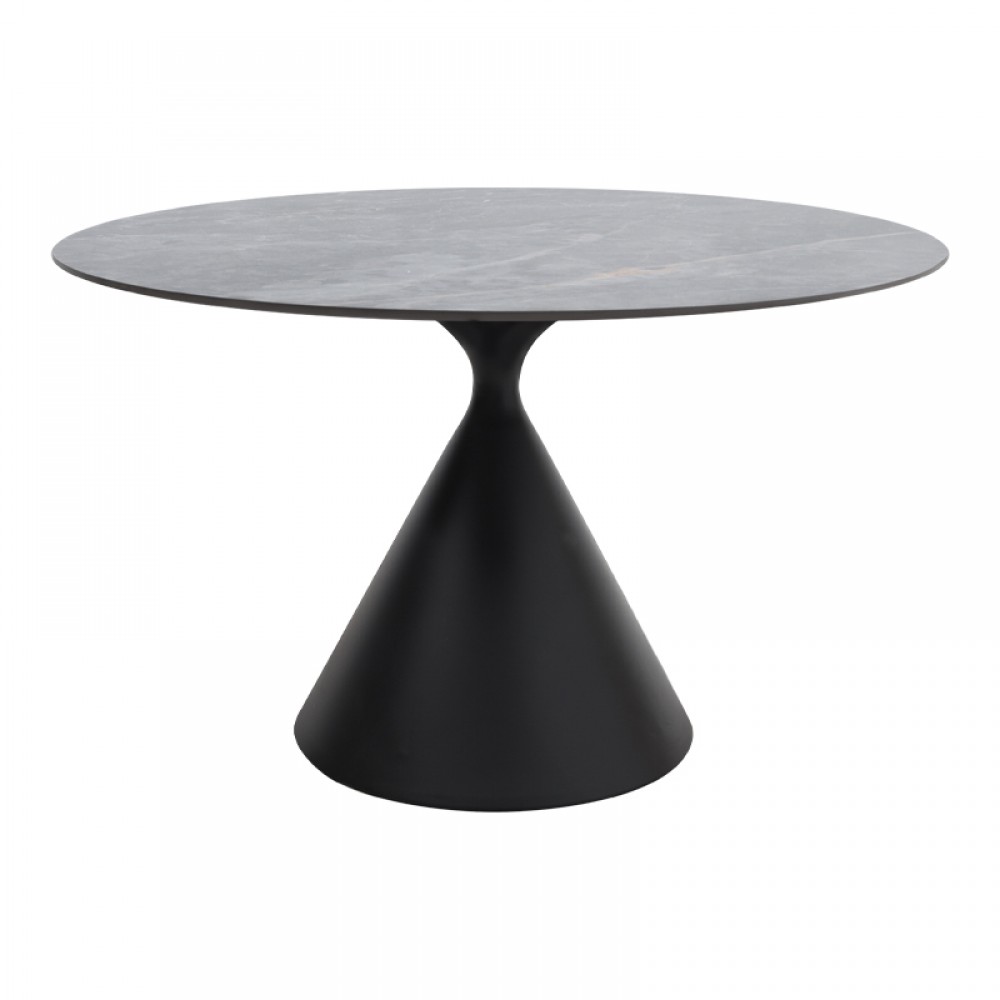 Τραπέζι Logan Megapap sintered stone - μέταλλο χρώμα γκρι εφέ μαρμάρου - μαύρο Ø120x72εκ.