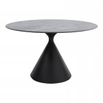 Τραπέζι Logan Megapap sintered stone - μέταλλο χρώμα γκρι εφέ μαρμάρου - μαύρο Ø120x72εκ.